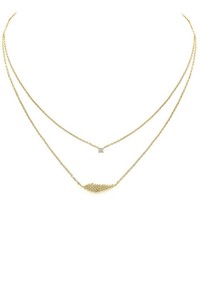 Double Layer Gold Necklace w/Leaf