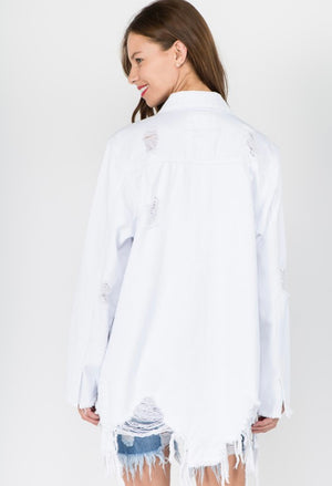 White Distressed Denim Jacket