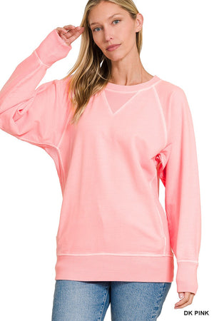 PIGMENT DYED FRENCH TERRY PULLOVER WITH POCKETS