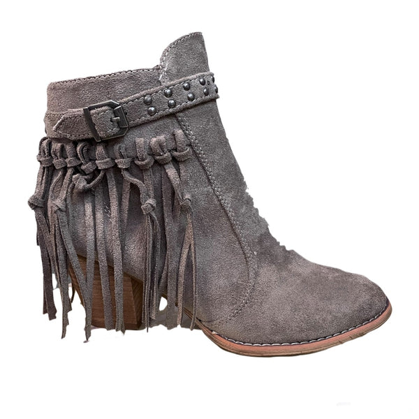 Grey hot sale fringe boots