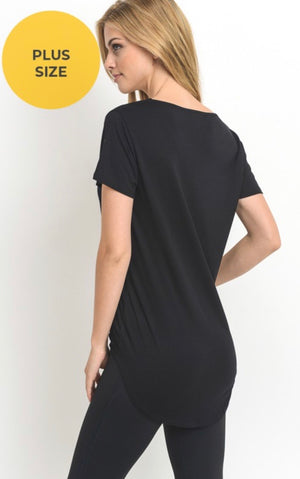 Curvy Layering Shirt-Black