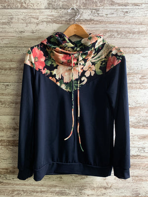 Navy and Floral Sweatshirt